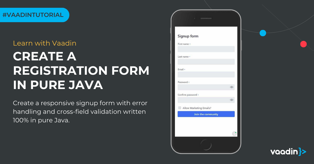 registration form in 100% java